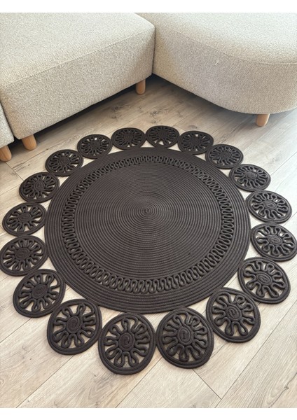 Manolya El Yapımı Halat Kilim – Yuvarlak Formlu Dekoratif Tasarım, El Işçiliği Kilim modelleri