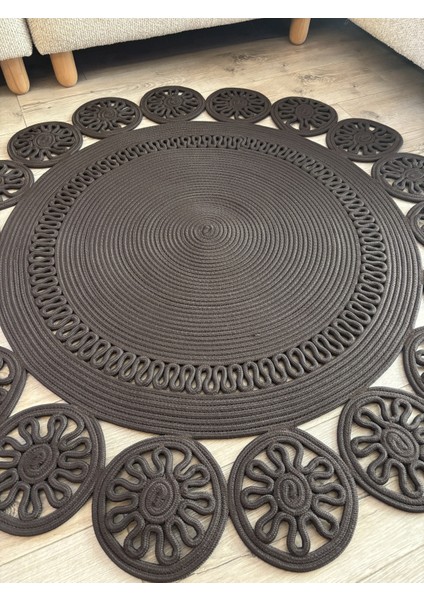 Manolya El Yapımı Halat Kilim – Yuvarlak Formlu Dekoratif Tasarım, El Işçiliği Kilim fırsatları