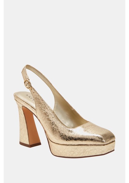 The Square Sling Kadın Altın Topuklu Ayakkabı modelleri