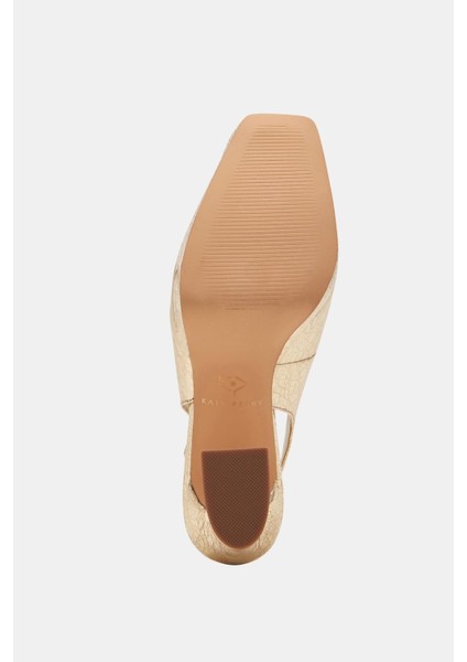 The Square Sling Kadın Altın Topuklu Ayakkabı