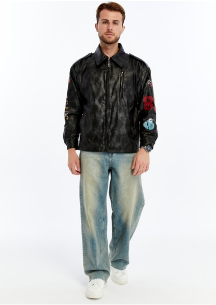 Erkek Oversize Deri Mont Günlük Baskılı Ceket Niş Kompakt Tasarım modelleri