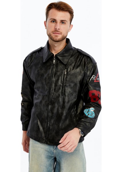 Erkek Oversize Deri Mont Günlük Baskılı Ceket Niş Kompakt Tasarım fırsatları