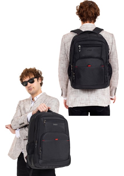 Okul ve Günlük Siyah Erkek Sırt Çantası USB Type-C Aparat Ortopedik Sırt ve Omuz Askısı 14-15,6 Inç