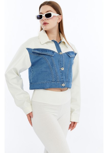 Kadın Oversize Kot Ceket Kolları Deri Garnili Motorcu Montu Günlük Kullanım Yarışçı Kolej Ceket fırsatları