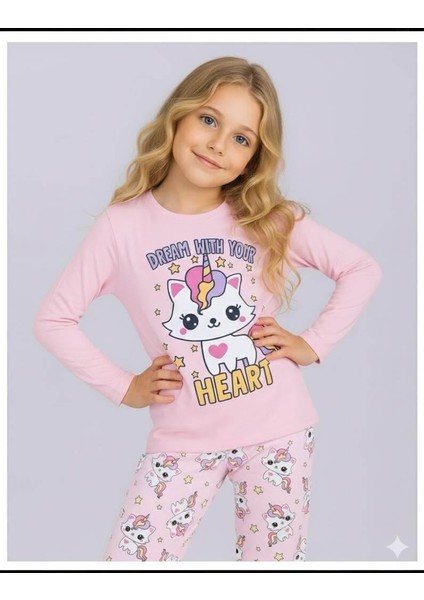 Kız Çocuk Uzun Kollu %100 Pamuklu Pijama Takımı Unicat fiyatları