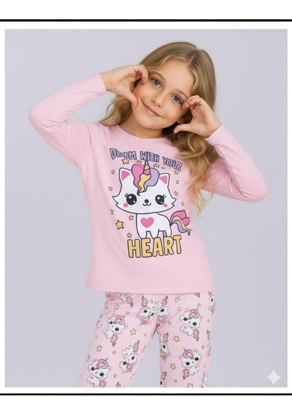 Kız Çocuk Uzun Kollu %100 Pamuklu Pijama Takımı Unicat modelleri