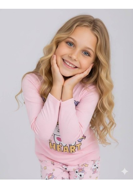 Kız Çocuk Uzun Kollu %100 Pamuklu Pijama Takımı Unicat fırsatları