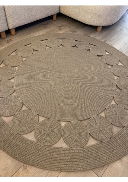 Cookie Yuvarlak Jüt Hasırlı El Örgüsü Kilim Halı fırsatları
