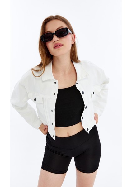 Kadın Bomber Gabardin Ceket Çıt Çıt Düğmeli Kolej Kot Ceket Cepli Renkli Kolay Kombinlenebilen Ceket fırsatları