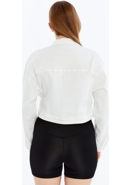 Kadın Bomber Gabardin Ceket Çıt Çıt Düğmeli Kolej Kot Ceket Cepli Renkli Kolay Kombinlenebilen Ceket