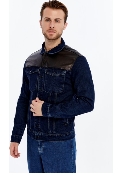 Erkek Deri Birleşenli Kot Ceket Niş Tasarım Günlük Kullanım fiyatları