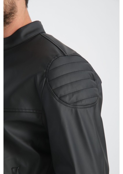 Erkek Fit Kalıp Motorcu Mont Düz Yarışçı Ceket Kolej Mont