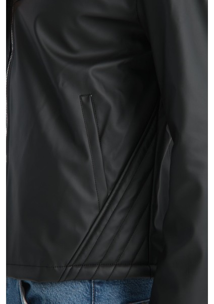 Erkek Fit Kalıp Motorcu Mont Düz Yarışçı Ceket Kolej Mont