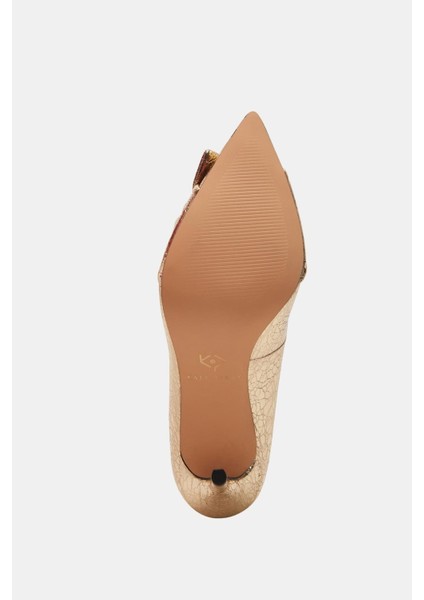 The Revival Bow Kadın Altın Kurdela Topuklu Ayakkabı indirimleri