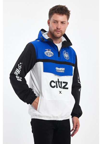 Erkek Baskılı Iki Renk Fermuarlı Motorcu Yağmurluk Su Geçirmez Yarışçı Ceket Baskılı Kolej Mont fırsatları