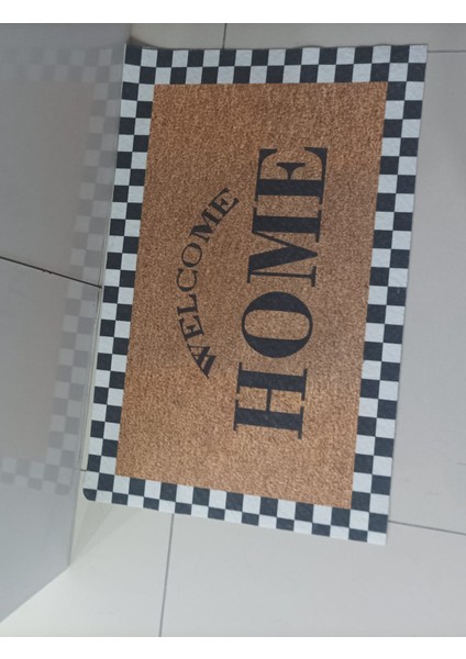 Siyah Beyaz Damalı Kapı Önü Paspas