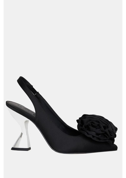 The Laterr High Kadın Siyah Çiçek Detaylı Topuklu Ayakkabı
