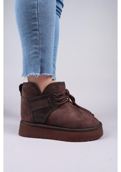 Puff Içi Suni Kürklü Süet Bot Kahverengi indirimleri