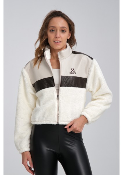 Kadın Oversize Peluş Mevsimlik Hırka Baskılı Ceket Puf Deri Garnili Motorcu Yarışçı Mont Yünlü Ceket indirimleri