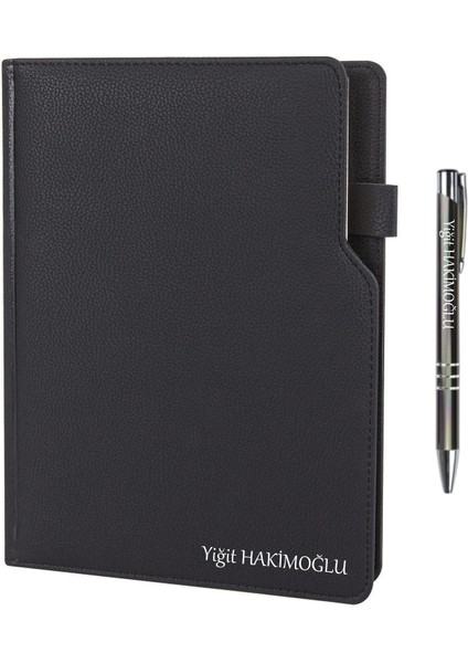 Kişiye Özel 2026 Ajanda Tarihli Defter Siyah 17X24 Kalem Takılabilir Türkiye Haritalı Ajanda Tükenmez Kalem Hediyeli