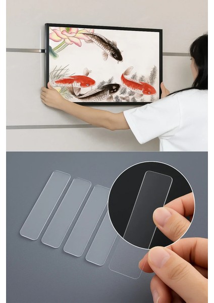 3 Adet - 60 Parça Çok Amaçlı Çift Taraflı Bant 1cm x 4,5cm Şeffaf Yıkanabilir Çok Amaçlı Yapışkan modelleri