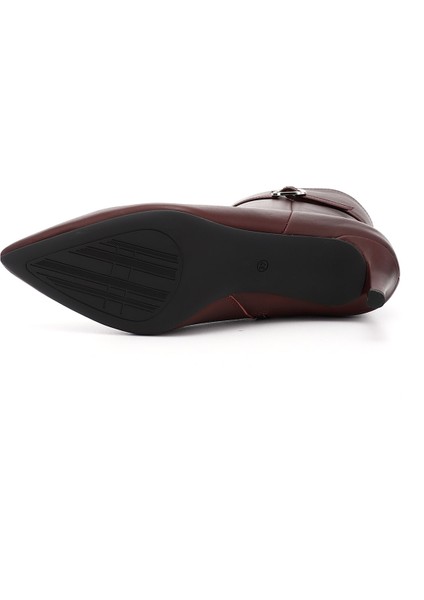 Kadın Bordo Platinum Fermuarlı İnce Topuklu Hakiki Deri Bot fırsatları