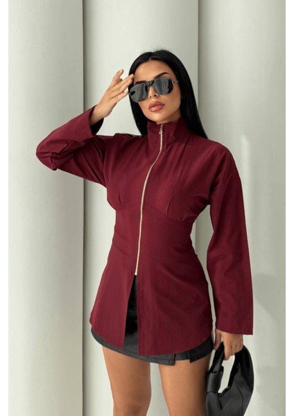 Kadın V Yaka Fermuarlı Gömlek modelleri