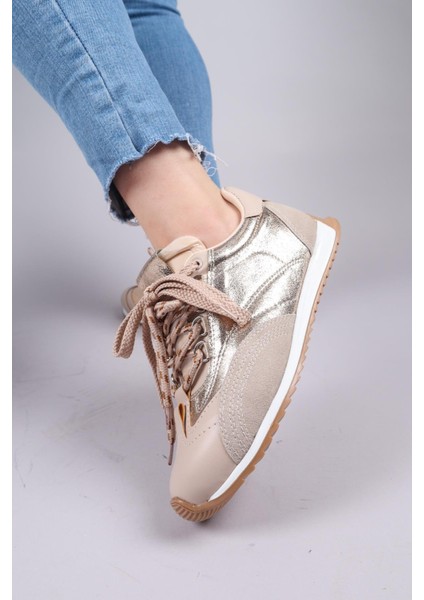 SALTA Çift Bağcıklı Garnili Sneakers BEJ