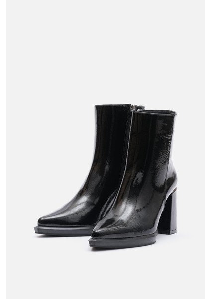 Bestyle Ludo Kadın Siyah Gerçek Rugan Deri Topuklu Bot fırsatları