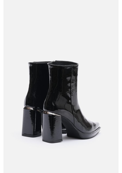 Bestyle Ludo Kadın Siyah Gerçek Rugan Deri Topuklu Bot indirimleri