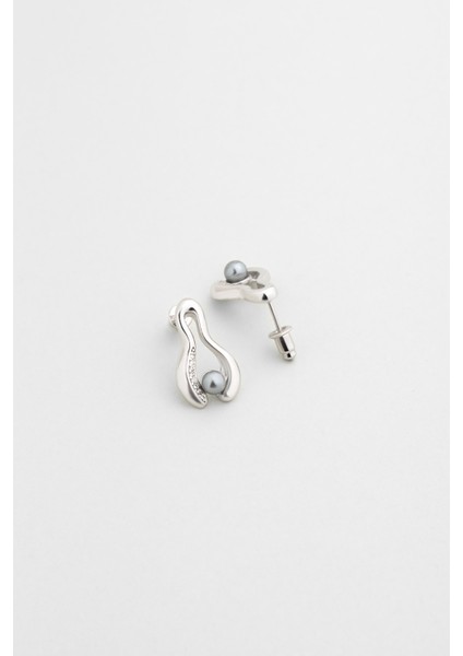 Mariana 18 Ayar Beyaz Altın Kaplama Gümüş Inci Küpe