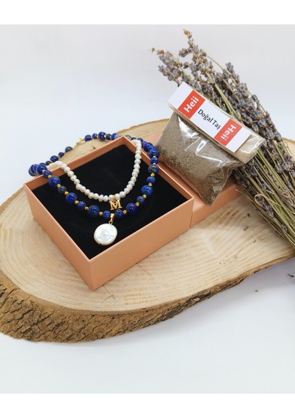 Inci ve Lapis Lazuli Kolye - Bilgelik ve Zarafetin Uyumu fırsatları