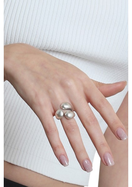 Kadın Dolama Formlu Ayarlanabilir Üç Damla Yüzük