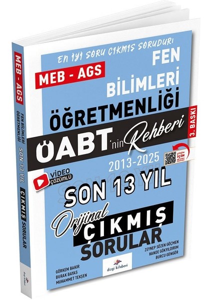 Dizgi Kitap 2026 Öabt Meb-Ags Nin Rehberi Fen Bilimleri Öğretmenliği Çıkmış Sorular Son 13 Yıl Çözümlü