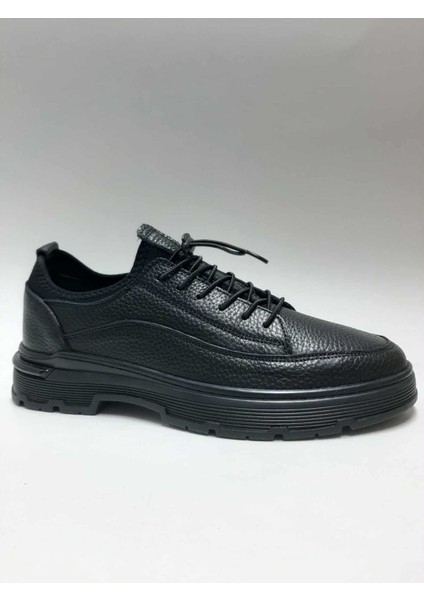Hakiki Deri Siyah Bağcıksız Rahat Esnek Kauçuk Tabanlı Kışlık Erkek Ayakkabı C-3525002351 fiyatları