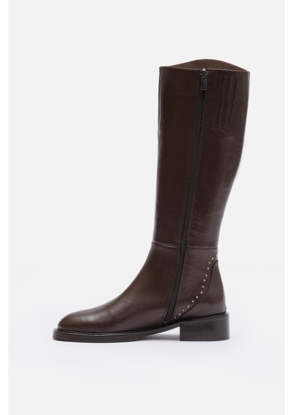 Bestyle Rider Series Uzun Acı Kahve Gerçek Deri Fermuarlı Baldır Lastikli Çizme fırsatları