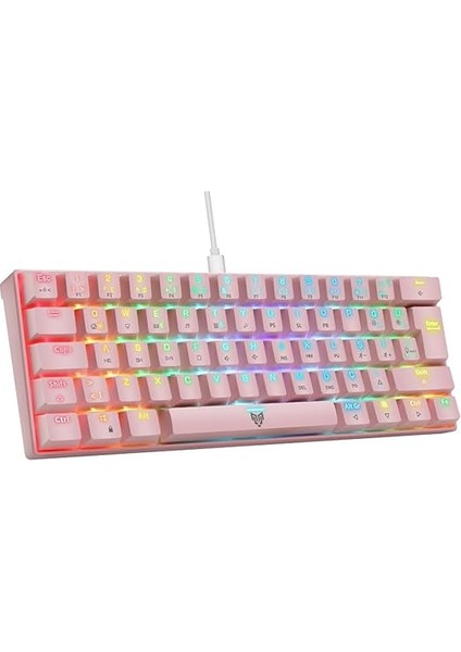 Majesty 62 Tuşlu Rgb Mini Gaming Oyuncu Mekanik Klavye Red Switch Pembe modelleri