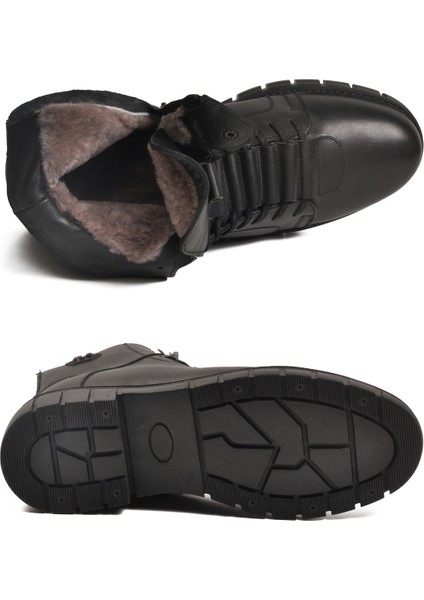 Siyah Deri Kürkü Soğuğa Dirençli Kaymaz Erkek Bot 2K8518 M indirimleri