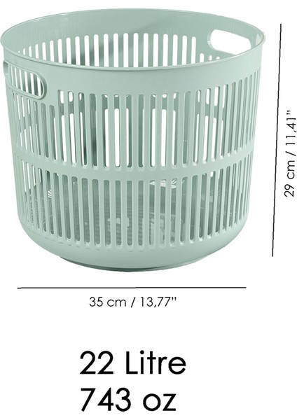 2'li Solara Çamaşır Sepeti Seti - 60 Lt Kapak Detaylı Kirli Sepeti, 22 Lt Çamaşır Sepeti Yeşil