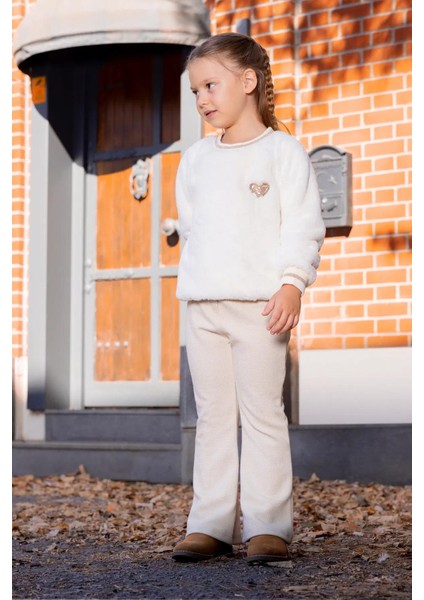 Kız Çocuk Ispanyol Paça Simli Örme Pantolon MNT25K214