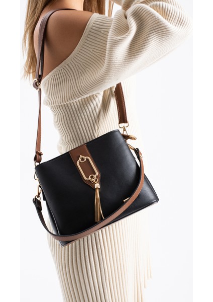 Gold Detaylı 3 Bölmeli Omuz & Çapraz Çanta