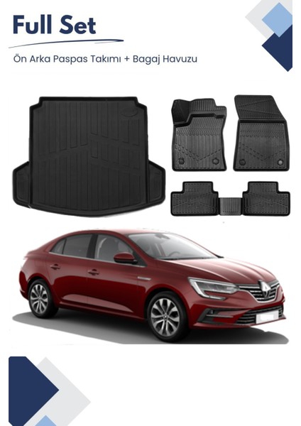 Renault Megane 4 Sedan 2025 Model Tam Uyumlu Paspas+Bagaj Havuzu Seti
