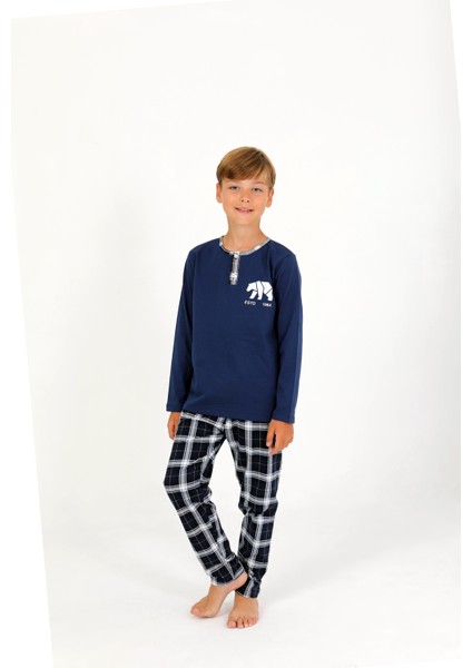 Erkek Çocuk Uzun Kollu %100 Pamuklu Düğme Detaylı Pijama Takımı Everest fiyatları
