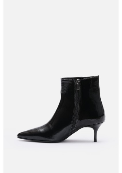 Bestyle Noır Kadın Siyah Gerçek Rugan Deri Ince Topuklu Fermuarlı Bot modelleri