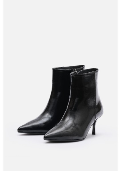 Bestyle Noır Kadın Siyah Gerçek Rugan Deri Ince Topuklu Fermuarlı Bot fırsatları
