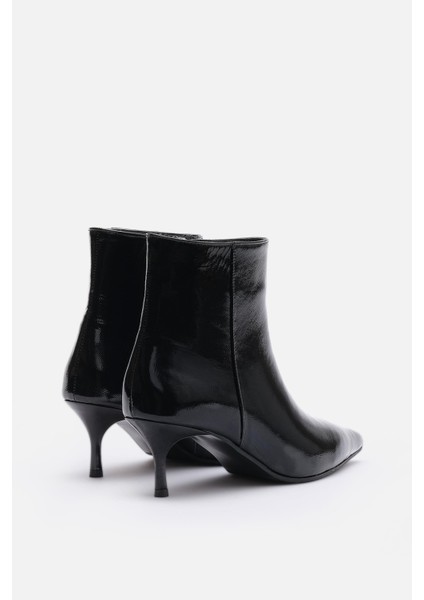 Bestyle Noır Kadın Siyah Gerçek Rugan Deri Ince Topuklu Fermuarlı Bot indirimleri