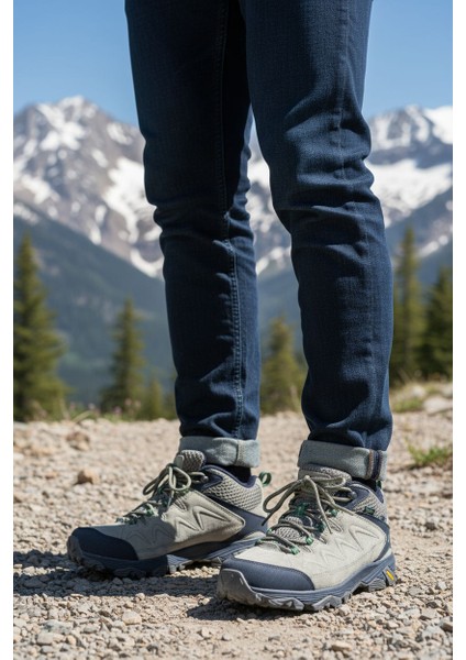 HM1520 Hakiki Deri Su Geçirmez Haki Renk Erkek Günlük ve Outdoor Ayakkabı