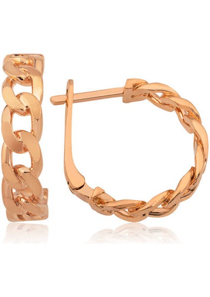 925 Ayar Gümüş Zincir Desenli Halka Küpe T4289 (802802)