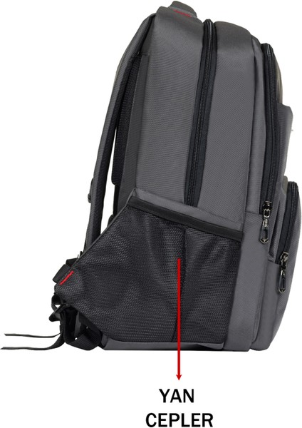 Okul ve Günlük Gri Erkek Sırt Çantası USB Type-C Aparat Ortopedik Sırt ve Omuz Askısı 14 Inç modelleri