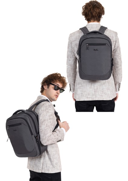 Erkek Sırt Çantası Okul Iş Günlük Kullanım USB Aparat Ortopedik Sırt ve Omuz Askısı 14 Inç